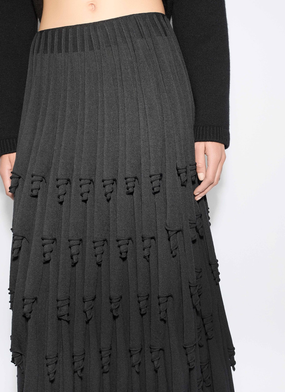 SILK-BLEND KNIT LAYERED  CUPS SKIRT ALAÏA   SILK-BLEND KNIT LAYERED  CUPS SKIRT